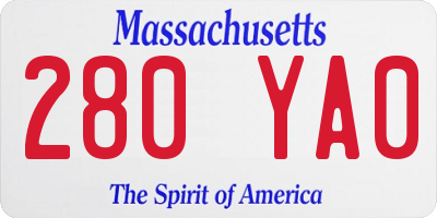 MA license plate 280YA0