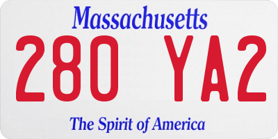 MA license plate 280YA2