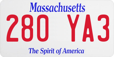 MA license plate 280YA3
