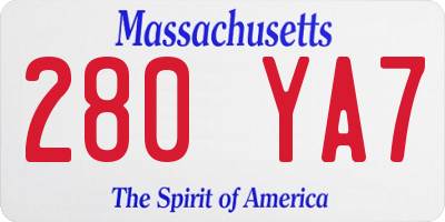 MA license plate 280YA7