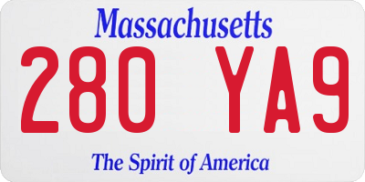 MA license plate 280YA9