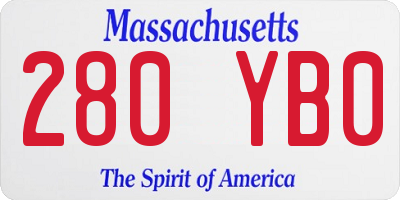 MA license plate 280YB0