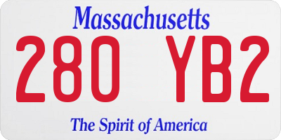 MA license plate 280YB2