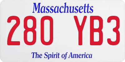 MA license plate 280YB3