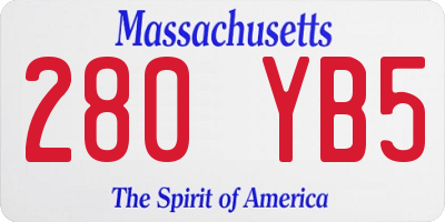 MA license plate 280YB5