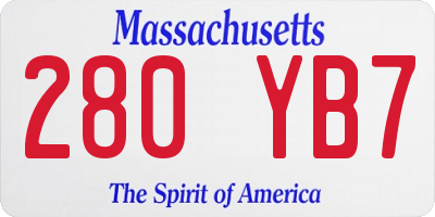 MA license plate 280YB7