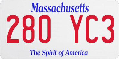 MA license plate 280YC3