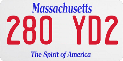 MA license plate 280YD2