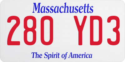 MA license plate 280YD3