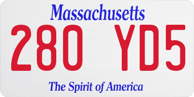 MA license plate 280YD5