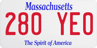 MA license plate 280YE0