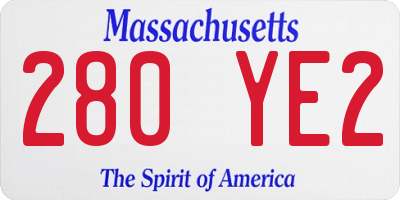MA license plate 280YE2