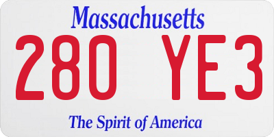 MA license plate 280YE3