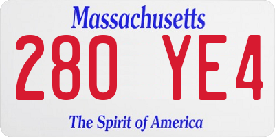 MA license plate 280YE4