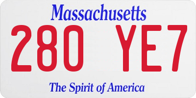 MA license plate 280YE7
