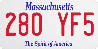 MA license plate 280YF5