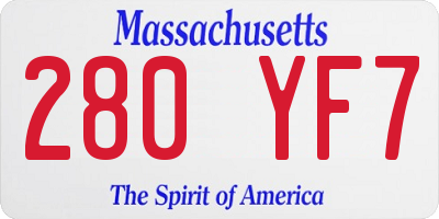 MA license plate 280YF7