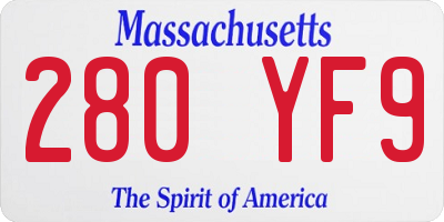 MA license plate 280YF9