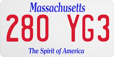 MA license plate 280YG3