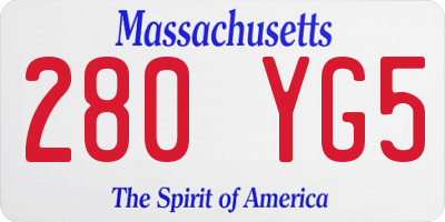 MA license plate 280YG5