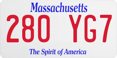 MA license plate 280YG7