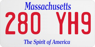 MA license plate 280YH9