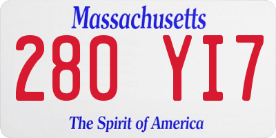 MA license plate 280YI7