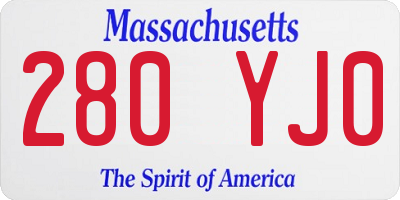 MA license plate 280YJ0