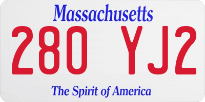 MA license plate 280YJ2
