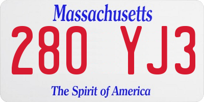 MA license plate 280YJ3