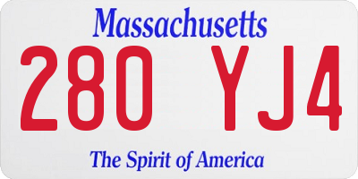 MA license plate 280YJ4