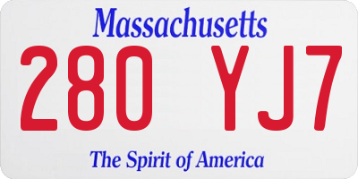 MA license plate 280YJ7