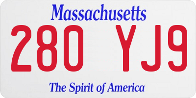 MA license plate 280YJ9