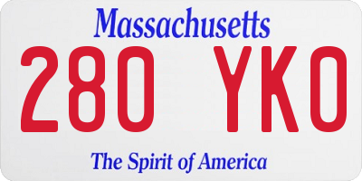 MA license plate 280YK0