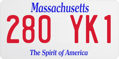 MA license plate 280YK1