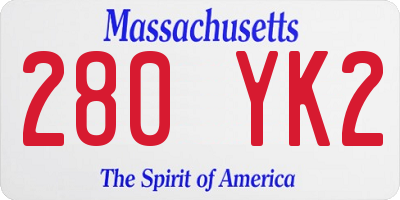 MA license plate 280YK2