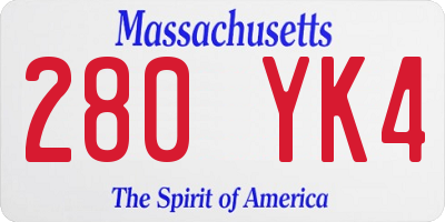 MA license plate 280YK4