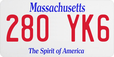 MA license plate 280YK6