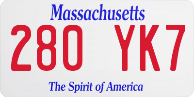MA license plate 280YK7