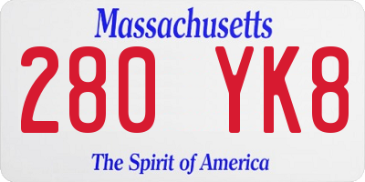MA license plate 280YK8