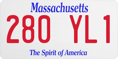 MA license plate 280YL1