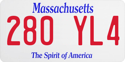 MA license plate 280YL4