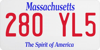 MA license plate 280YL5