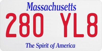 MA license plate 280YL8