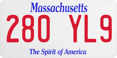 MA license plate 280YL9