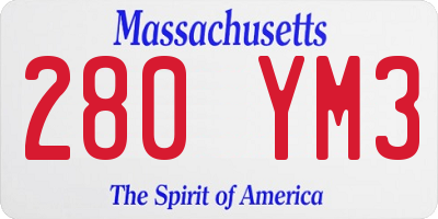 MA license plate 280YM3