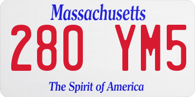 MA license plate 280YM5
