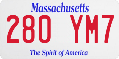 MA license plate 280YM7