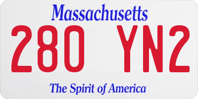 MA license plate 280YN2
