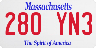 MA license plate 280YN3